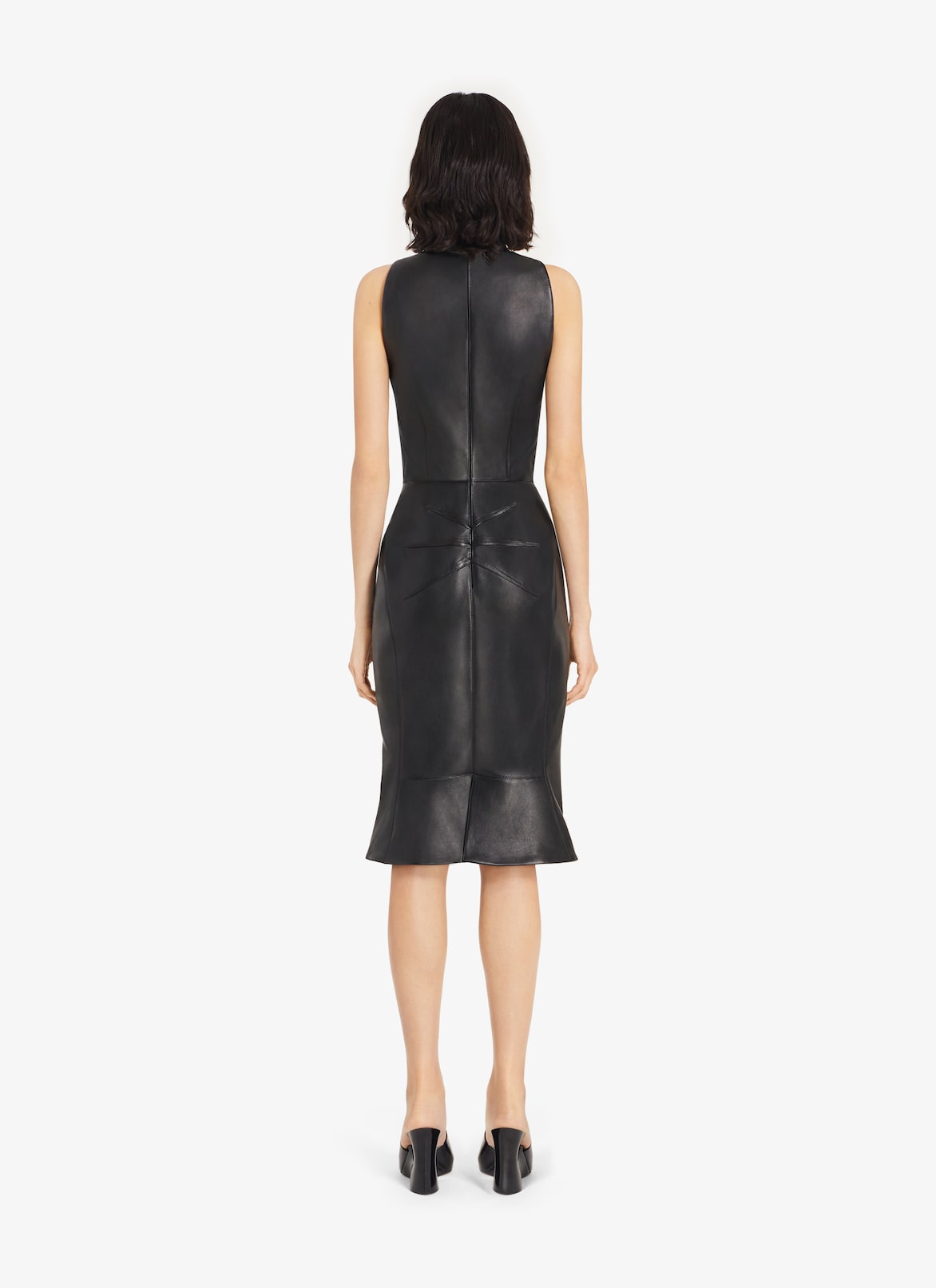 Leather tube midi-dress ALAÏA BLACK LEATHER TUBE MIDI-DRESS